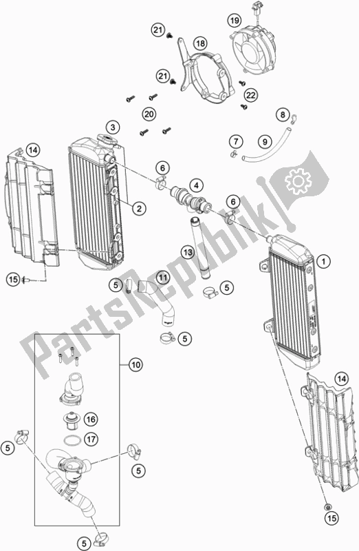 All parts for the Cooling System of the Husqvarna FE 501 EU 2018