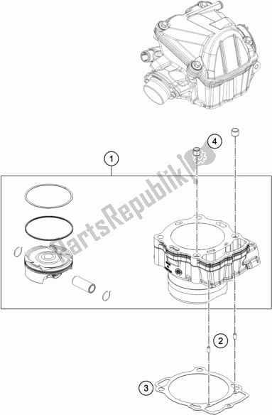 All parts for the Cylinder of the Husqvarna FE 501 EU 2018