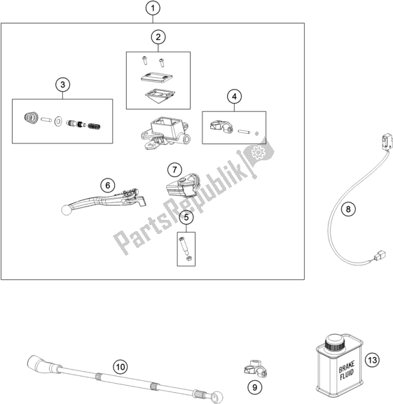 Todas as partes de Front Brake Control do Husqvarna FE 501 EU 2018