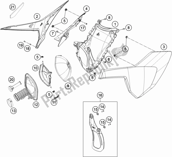 All parts for the Air Filter of the Husqvarna FE 501 EU 2019