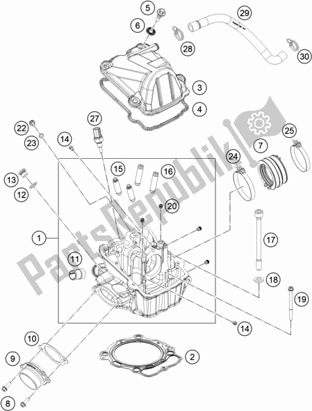 All parts for the Cylinder Head of the Husqvarna FE 501 EU 2019