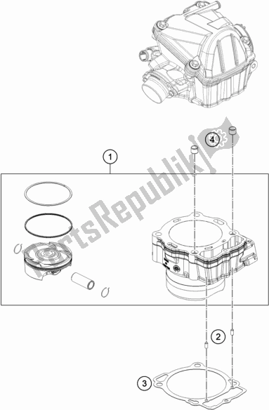 All parts for the Cylinder of the Husqvarna FE 501 EU 2019