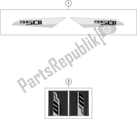All parts for the Decal of the Husqvarna FE 501 EU 2019