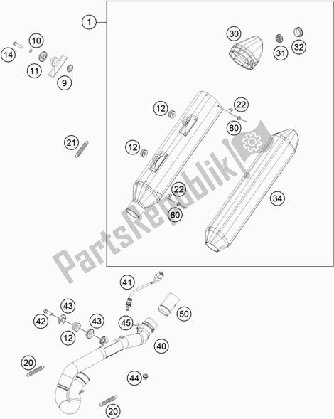 All parts for the Exhaust System of the Husqvarna FE 501 EU 2019