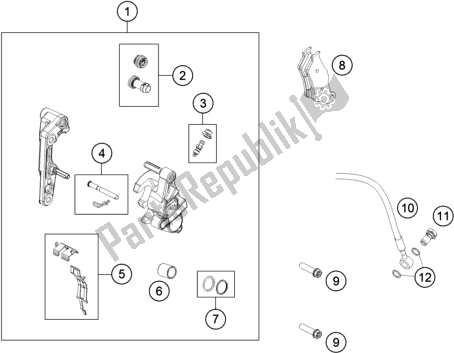 All parts for the Front Brake Caliper of the Husqvarna FE 501 EU 2019