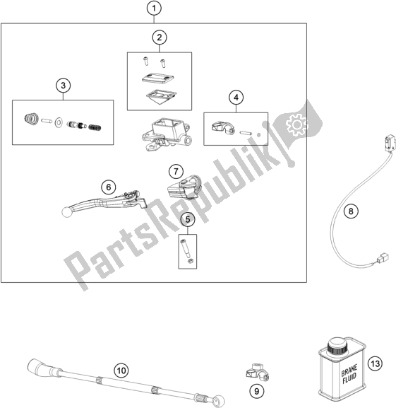 All parts for the Front Brake Control of the Husqvarna FE 501 EU 2019