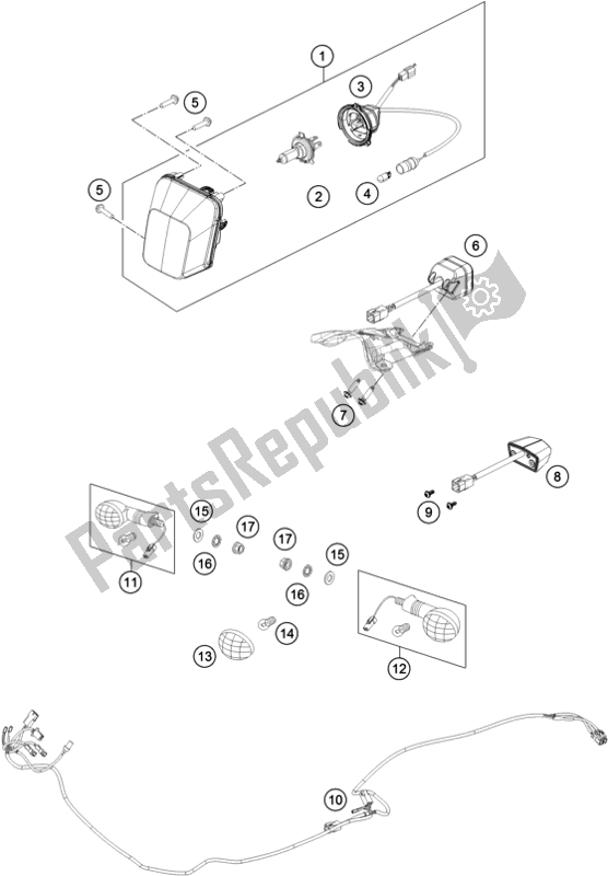 All parts for the Lighting System of the Husqvarna FE 501 EU 2019