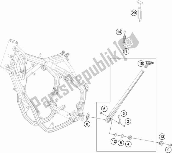 All parts for the Side / Center Stand of the Husqvarna FE 501 EU 2019