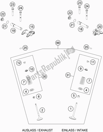 All parts for the Valve Drive of the Husqvarna FE 501 EU 2019