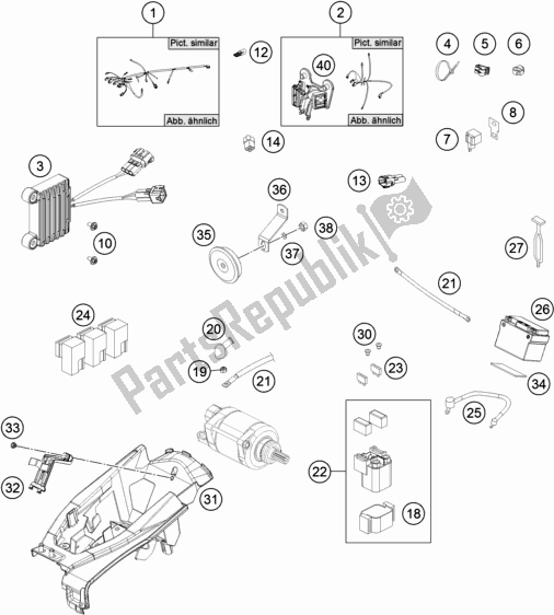 All parts for the Wiring Harness of the Husqvarna FE 501 EU 2019