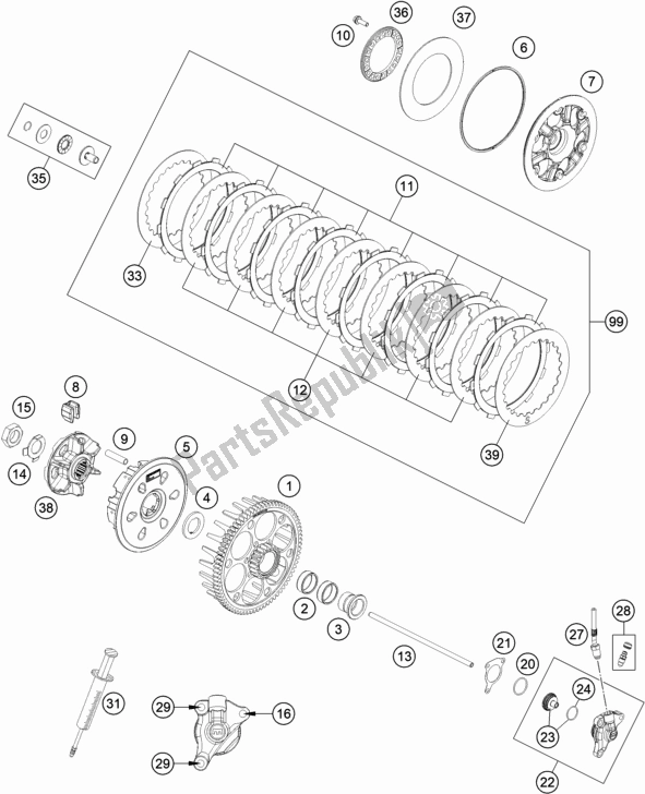 All parts for the Clutch of the Husqvarna FE 501 EU 2020