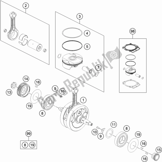 All parts for the Crankshaft, Piston of the Husqvarna FE 501 EU 2020