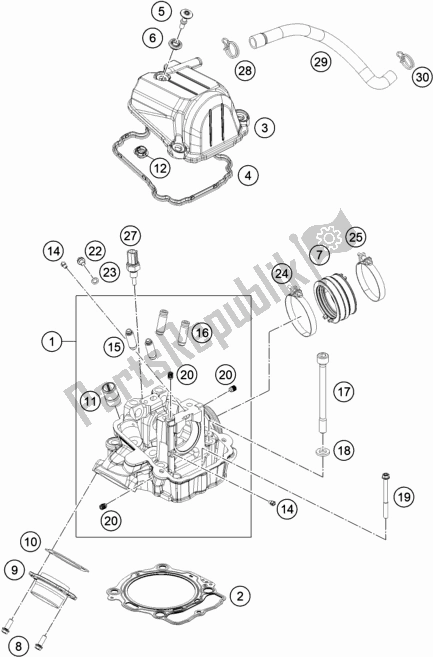 All parts for the Cylinder Head of the Husqvarna FE 501 EU 2020