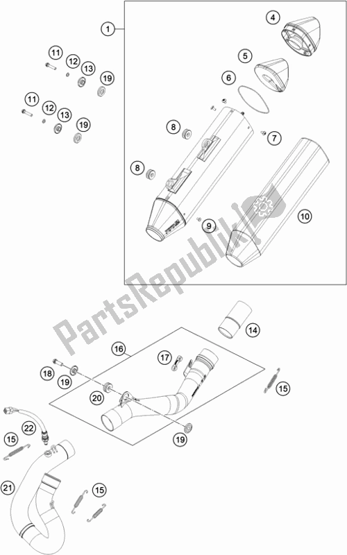 All parts for the Exhaust System of the Husqvarna FE 501 EU 2020