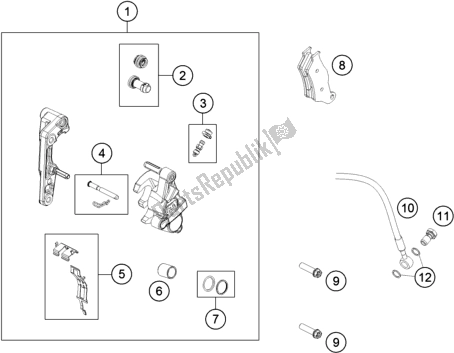 All parts for the Front Brake Caliper of the Husqvarna FE 501 EU 2020