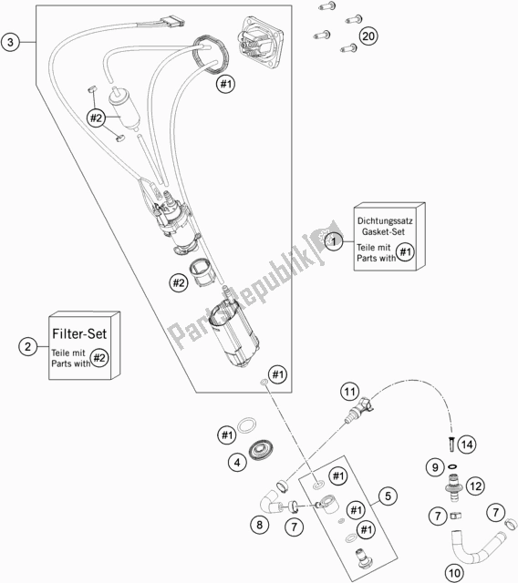 All parts for the Fuel Pump of the Husqvarna FE 501 EU 2020