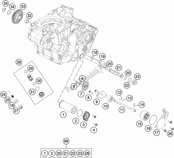 Toutes les pièces pour le Système De Lubrification du Husqvarna FE 501 EU 2020