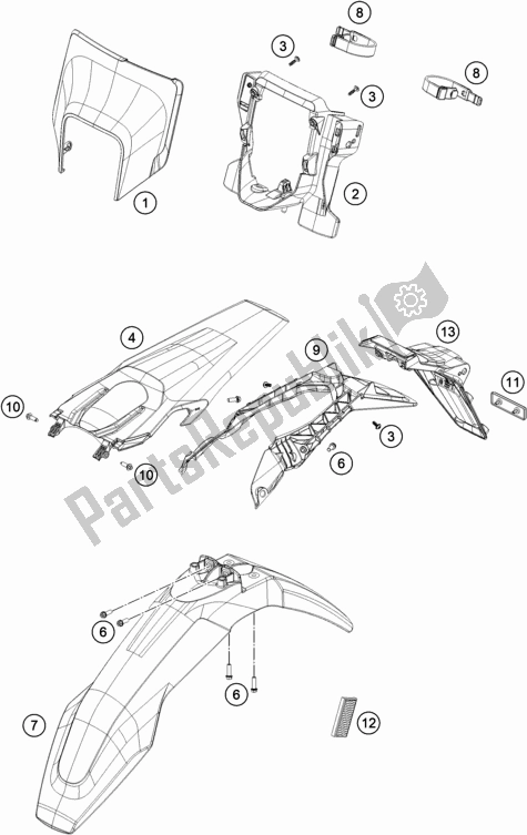 Alle onderdelen voor de Masker, Spatborden van de Husqvarna FE 501 EU 2020