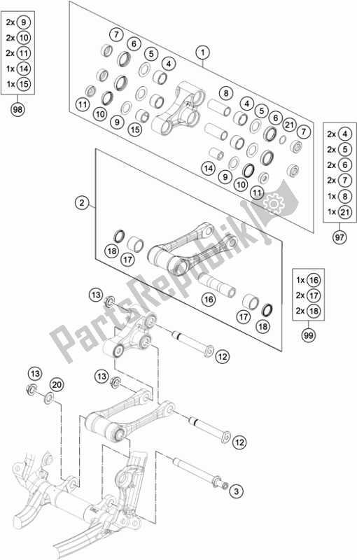 All parts for the Pro Lever Linking of the Husqvarna FE 501 EU 2020