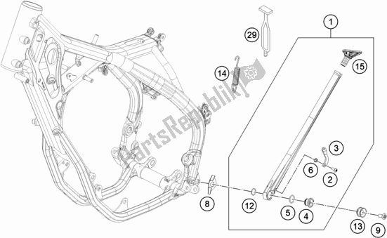All parts for the Side / Center Stand of the Husqvarna FE 501 EU 2020