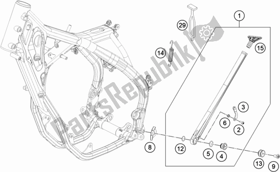 All parts for the Side / Center Stand of the Husqvarna FE 501 EU 2020