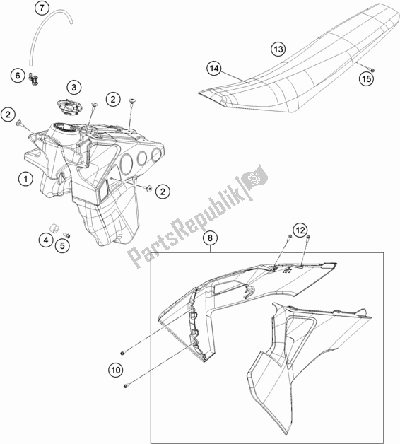 All parts for the Tank, Seat of the Husqvarna FE 501 EU 2020