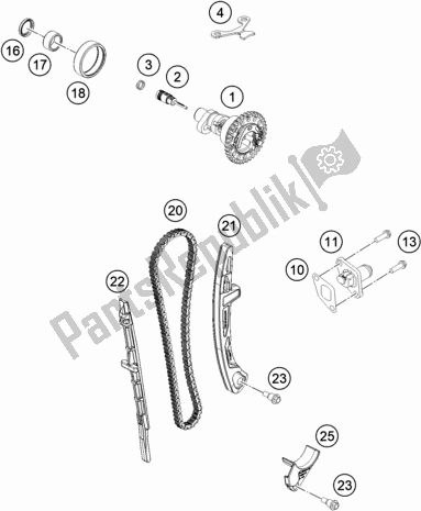 All parts for the Timing Drive of the Husqvarna FE 501 EU 2020