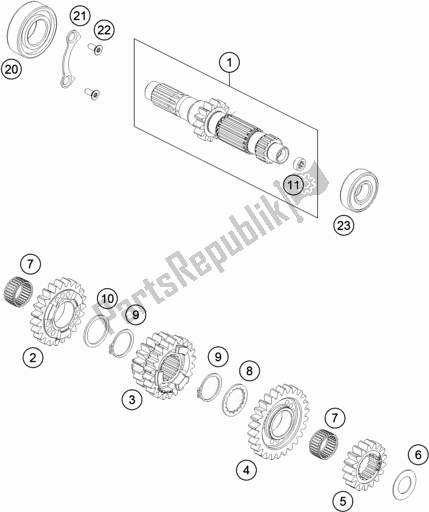 All parts for the Transmission I - Main Shaft of the Husqvarna FE 501 EU 2020