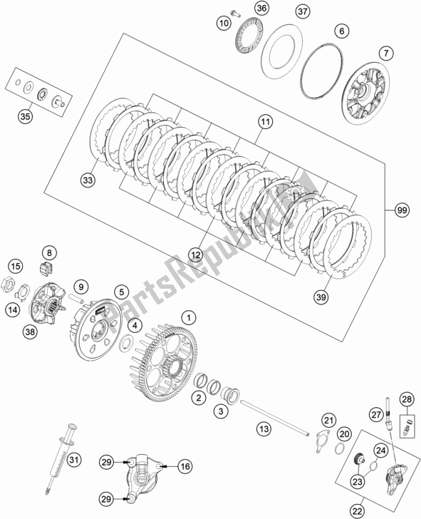 Toutes les pièces pour le Embrayage du Husqvarna FE 501 EU 2021