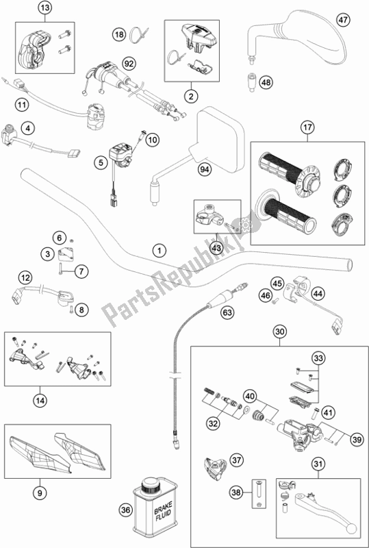 Toutes les pièces pour le Guidon, Commandes du Husqvarna FE 501 EU 2021