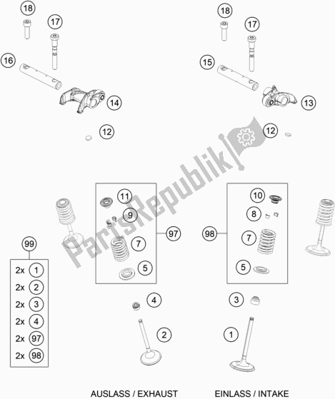 All parts for the Valve Drive of the Husqvarna FE 501 EU 2021