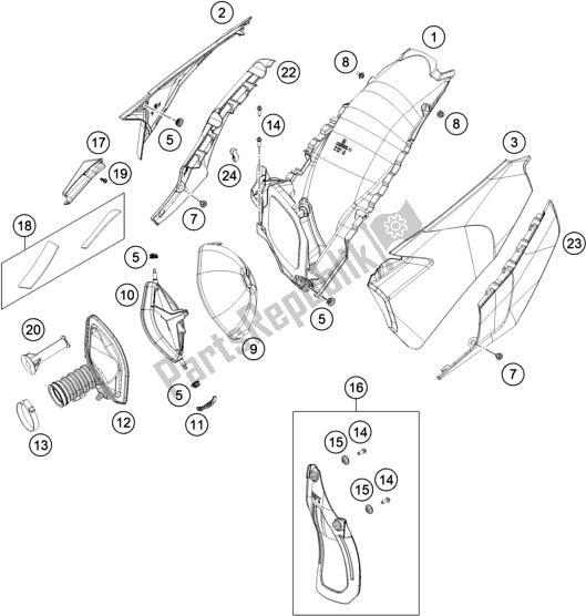 All parts for the Air Filter of the Husqvarna FE 501 EU 2022