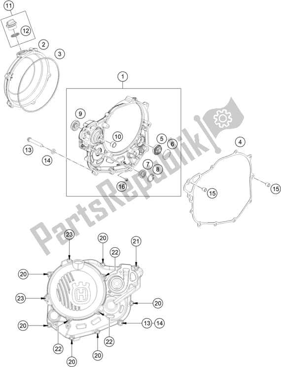 All parts for the Clutch Cover of the Husqvarna FE 501 EU 2022