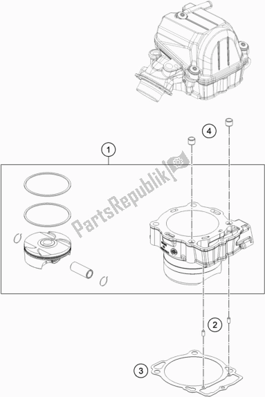 All parts for the Cylinder of the Husqvarna FE 501 EU 2022