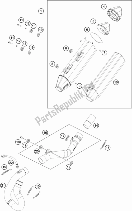 All parts for the Exhaust System of the Husqvarna FE 501 EU 2022