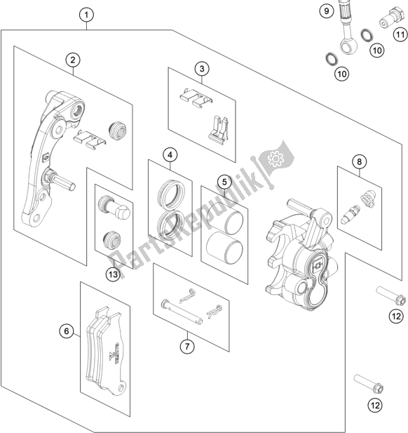 All parts for the Front Brake Caliper of the Husqvarna FE 501 EU 2022