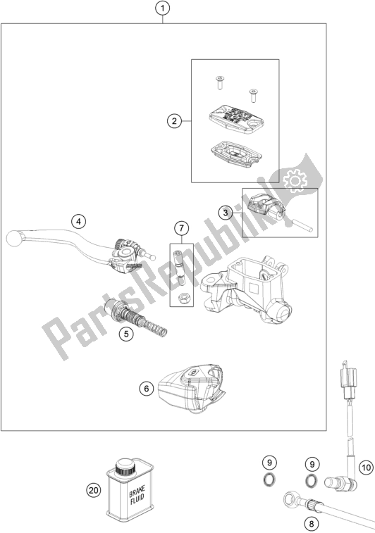 All parts for the Front Brake Control of the Husqvarna FE 501 EU 2022