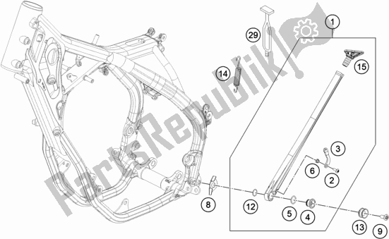 All parts for the Side / Center Stand of the Husqvarna FE 501 EU 2022