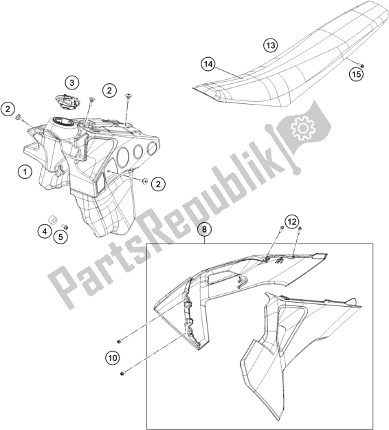 All parts for the Tank, Seat of the Husqvarna FE 501 EU 2022