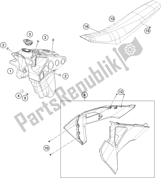 All parts for the Tank, Seat of the Husqvarna FE 501 EU 2022