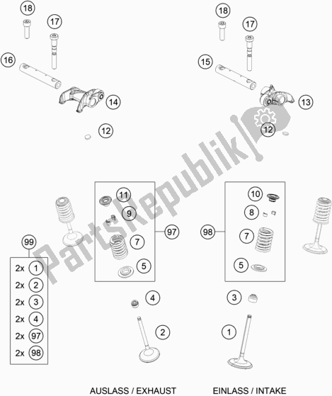 All parts for the Valve Drive of the Husqvarna FE 501 EU 2022