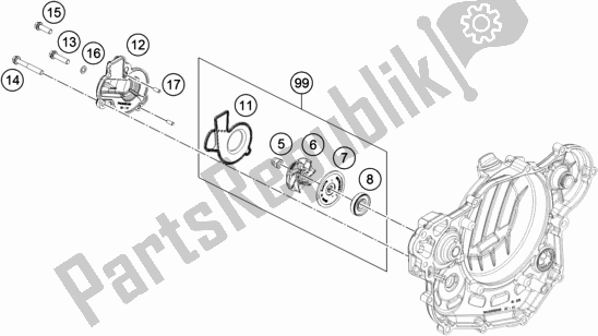 All parts for the Water Pump of the Husqvarna FE 501 EU 2022
