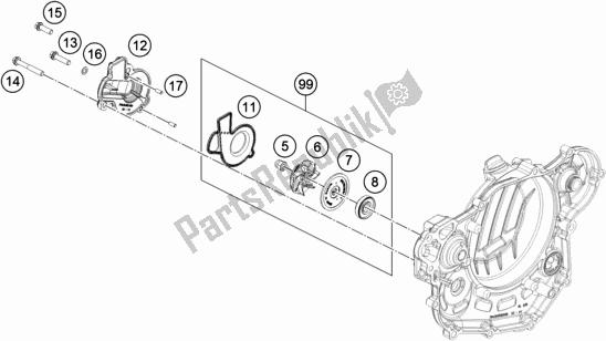 All parts for the Water Pump of the Husqvarna FE 501 EU 2022