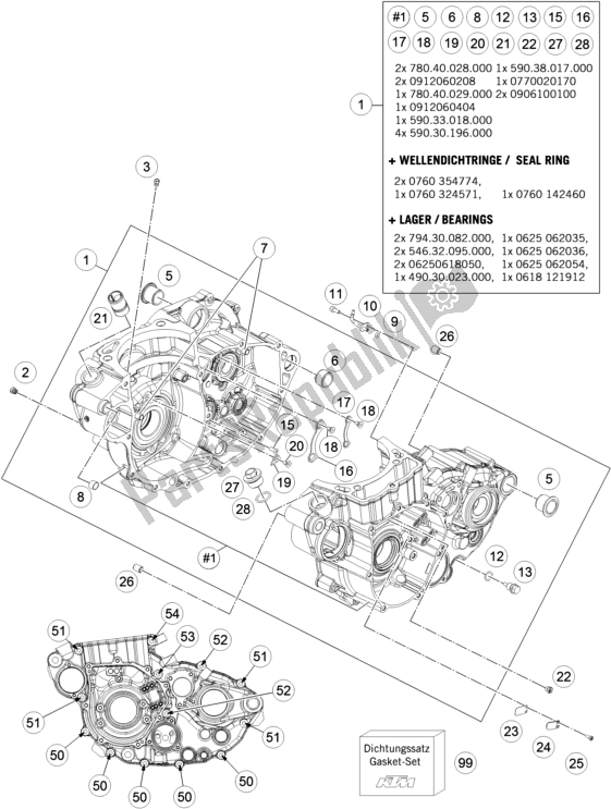 All parts for the Engine Case of the Husqvarna FR 450 Rally 2017