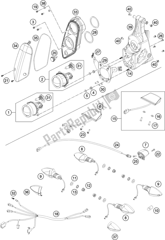 All parts for the Lighting System of the Husqvarna FR 450 Rally 2017