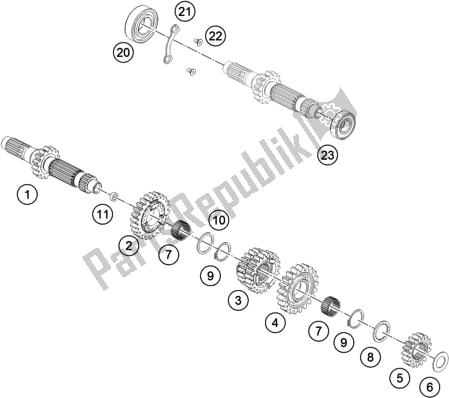 Toutes les pièces pour le Transmission I - Arbre Principal du Husqvarna FR 450 Rally 2017