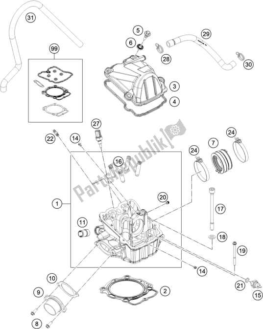 All parts for the Cylinder Head of the Husqvarna FR 450 Rally 2021