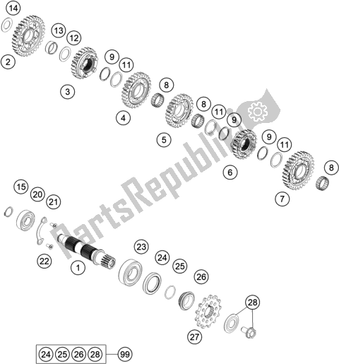 Toutes les pièces pour le Transmission Ii - Arbre Intermédiaire du Husqvarna FR 450 Rally 2021