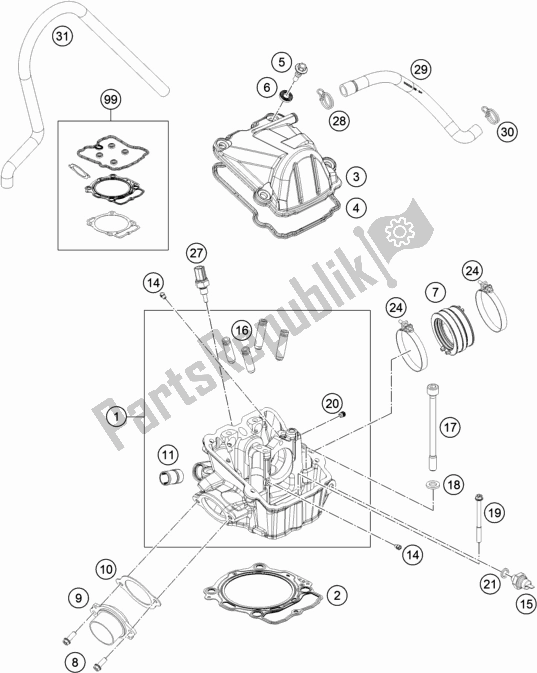 All parts for the Cylinder Head of the Husqvarna FR 450 Rally EU 2019