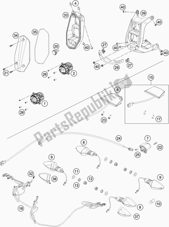 Todas las partes para Sistema De Iluminación de Husqvarna FR 450 Rally EU 2019